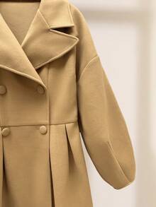 2015秋冬时尚灯笼袖翻领长款大衣 - 咖 - 查看 4