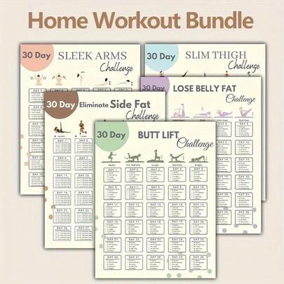 10-Piece 30-Day Fitness Poster Set - Full Body Toning Workout Charts For Arms, Thighs, Butt & Stomach - Home Gym Wall Decor, Women's Health Guide - Fall Wellness Essential, New Year Resolution Kit, Holiday Fitness Gift, Christmas, Thanksgiving, Winter Workout, Home Exercise, Aesthetic Wall Art