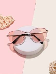 1 PC Children's Unisex Glasses For Ages 8-14, Featuring Metal Asymmetric Cat-Eye Frames In Fashion Style, Suitable For Vacation Outings, Outfits, And Holiday Gifts