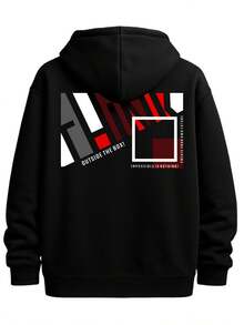 Outbox Black Funny Hoodies Machine Washable For Men Everyday Sweatshirt For The Office, Dates And Outings - 黑色 - 查看 1