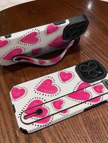 1pc Heart & Floral Pattern Painted Protective Phone Case, Shockproof Cover Compatible With Apple 11, 12, 13, 14, 12 Pro Max, 13 Pro Max, 15, 15 Pro, 15 Plus, 15 Pro Max, 16, 16 Pro, 16 Plus, 16 Pro Max, 17, 17 Pro, 17 Air, 17 Pro Max, Ideal Gift - Multicolor - View 3