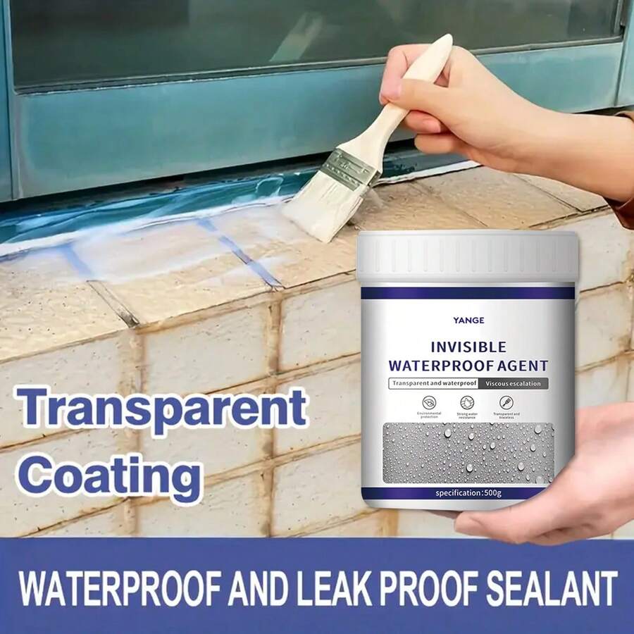 Transparent Waterproof Glue, Invisible Waterproof Agent, With Brush, Waterproof Insulation Sealant, Super Strong Adhesion, Leak-Proof Suitable For Plastic And Barrel Containers - Transparent - View 1