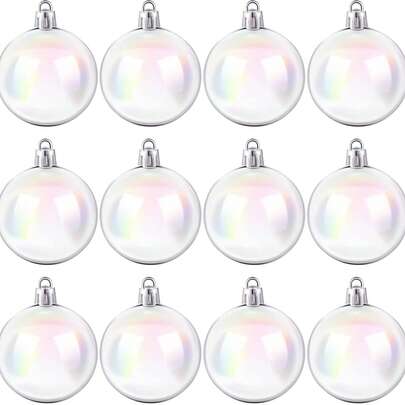 2/6/10 szt. bombek choinkowych, tęczowe ozdoby, plastikowe kulki, hurtowo wiszące ozdoby choinkowe, wiszące ozdoby świąteczne, urodziny, wesele, rękodzieło, ozdoby na imprezę, ozdoby choinkowe, kolorowe przezroczyste kulki, dekoracje na Halloween, kocioł czarownicy - przezroczysty plastikowy słoik na bańki, nadaje się do majsterkowania i dekoracji imprezowych, do użytku wewnątrz i na zewnątrz