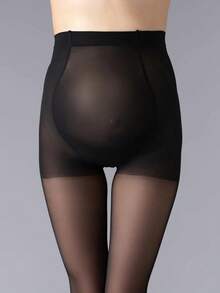 Maternity Pantyhose, Ultra-Thin Style, Suitable For Pregnant Women, Plus Size Snag-Resistant Black Leggings - Black - View 3