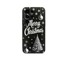 1PC Phone Case ,  Merry Christmas Tree Snowflake Ornaments , Stylish Phone Case, Phone Decoration, All-around Lens Protection, Creative Small Gift, Funny Gift for Boys and Girls - Negro - Ver 7