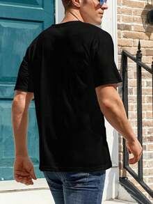 Feliz Año Nuevo 2025 Camiseta de Algodón para Hombre - Cuello Redondo Casual, Manga Corta con Diseño de Impresión Único, Perfecta para Verano y Otoño - Regalo Ideal, Mejor para Navidad - Negro - Ver 4
