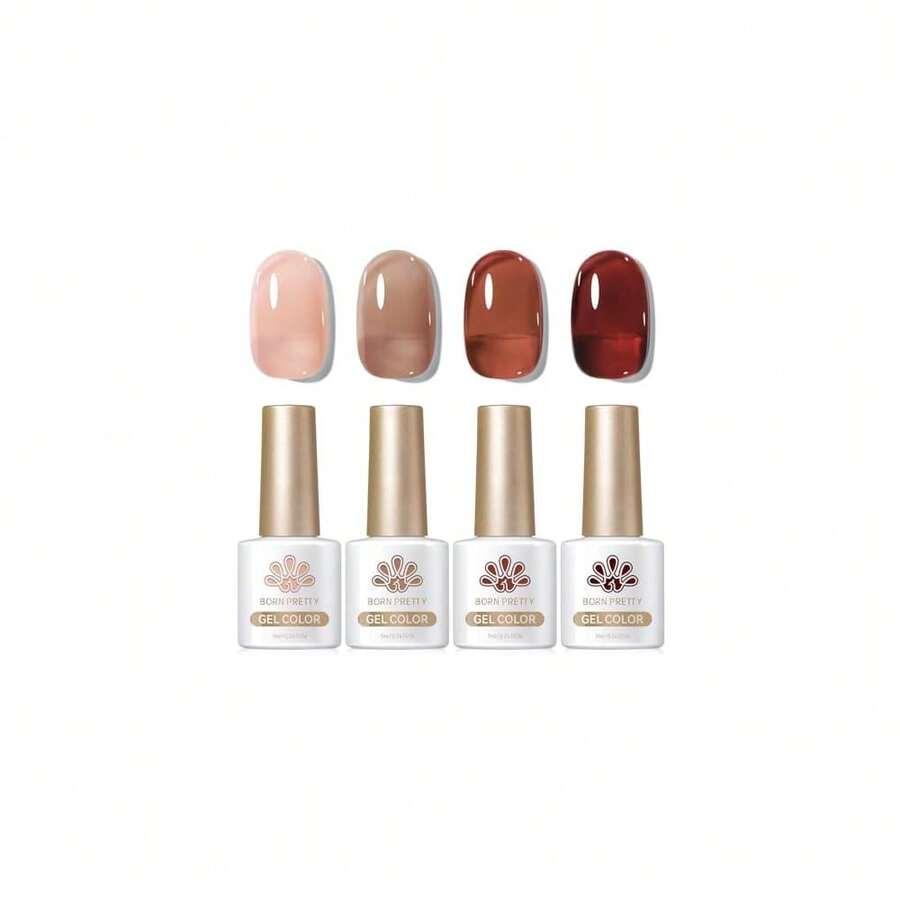 Jelly Burgundy Gel Nail Polish Sheer Milky Jelly Nude Brown Wine Red Gel Polish Crystal Transparent Gel Polish Set Fall Autumn Ember Jelly Series Nail Art Varnish Manicure Collection Gift{Inchcolor_nameinch:InchAutumnEmberinch} - 秋燼 - 查看 1