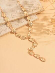 1 件时尚不对称巴洛克风格锁骨链，简约扁平水滴 Y 型项链，适合女士日常佩戴、音乐节和拍照的珠宝 - 彩色 - 查看 6