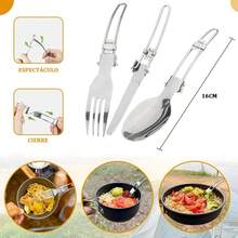 Juego de 16 Utensilios de Cocina para Acampar, Juego de Ollas y Sartenes para Acampar, con Olla, Kit de Cuchara Tenedor, Estufa de Camping, Mosquetón, Bolsa, Esponja de Lufa, para 2 Personas. - Verde - Ver 3