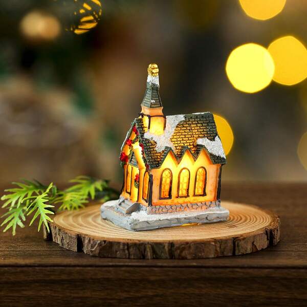 Novos enfeites de micropaisagem de casa pequena de Natal brilhantes de resina, presentes de Natal, vitrine, decoração de festa, Natal