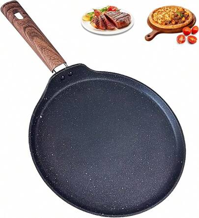 Crepera Con Revestimiento Antiadherente De 24cm, Libre De PFOA Y PFOS, Comal Para Tortillas, Crepas, Pizzas Con Resistente Al Calor, SartéN Para Estufas De InduccióN, Gas, EléCtrica