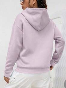Winter Clothes For WomenINAWLY Heart Print Kangaroo Pocket Drop Shoulder Drawstring Hoodie,Long Sleeve TopsLoose And Comfortablesudaderas De Mujer - Đỏ - Xem 8