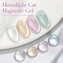 Cat Magnetic Eye Gel Nail Polish Water Light Cat Magnetic Eye Jelly Glass Crystal Gel Polish Glitter Shimmer Auroras Gel Nail Polish LED Gel Nail Art Manicure Kit 4PCS{Inchcolor_nameinch:InchMooninch} - 月亮 - 查看 7