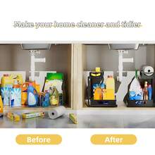 Stozle Under-Sink Storage Cabinet, L-Shaped Design Fits Under The Sink Space, Equipped With 2 Layers Of Sliding Pull-Out Storage Drawers, Suitable For Multiple Settings Including Kitchen, Bathroom, Living Room, And Bedroom. - 2pcs Black - View 7