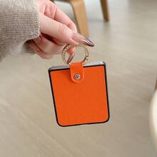 Funda plegable de lujo para teléfono con incrustaciones de diamantes de imitación de piel de cocodrilo para Samsung Galaxy Z Flip3 5G/Galaxy Z Flip 4 5G/Galaxy Z Flip 5 5G/Galaxy Z Flip 6 5G/Galaxy Z Flip 7 5G, funda de moda para smartphone - Naranja - Ver 3