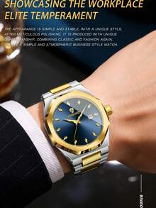 BINBOND New Luxury Men's Quartz Watch Stainless Steel Strap Fashion Casual Waterproof Watch Top Business Calendar Men's Watch - Blue - View 3