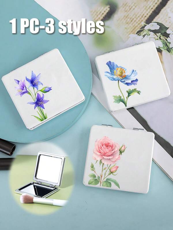 Floral Pattern Folding Makeup Mirror,PU Leather Foldable Compact Mirror,Square Design Double Sided Folding Makeup Mirror,Delicate Mirror Women Small Makeup Mirror Folding, Portable Handheld Makeup Mirror With Glass Surface, Synthetic Leather Frame, Perfect Gift For Women, Sisters, Friends, And Loved Ones, Party Gift ,Wedding Gift, Anniversary Gift,Valentine's Day Gifts