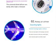 A380飞机玩具，带灯光、音效和电动行走功能，适合作为男孩女孩的生日礼物（不含电池），逼真的模型设计。儿童玩具、直升机玩具、男孩玩具、大型飞机玩具、模型飞机、男孩儿童玩具、开学季 - 彩色 - 查看 5