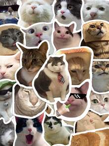 50 Pieces Funny Cat Stickers Set For Smartphones, Laptops, Water Bottles, Notebooks And Other DIY Decorative Stickers, School Supplies, Back To School, Teen Party Supplies, Rewards, Incentives