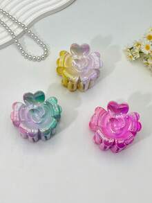 1 pieza/3 piezas/6 piezas Pinza de pelo con estampado floral casual de plástico ABS (resina ABS) 2025 nueva con electrochapado de flor para playa, viaje, fiesta, vacaciones, vuelta al colegio, accesorios de pelo de invierno - Multicolor - Ver 3