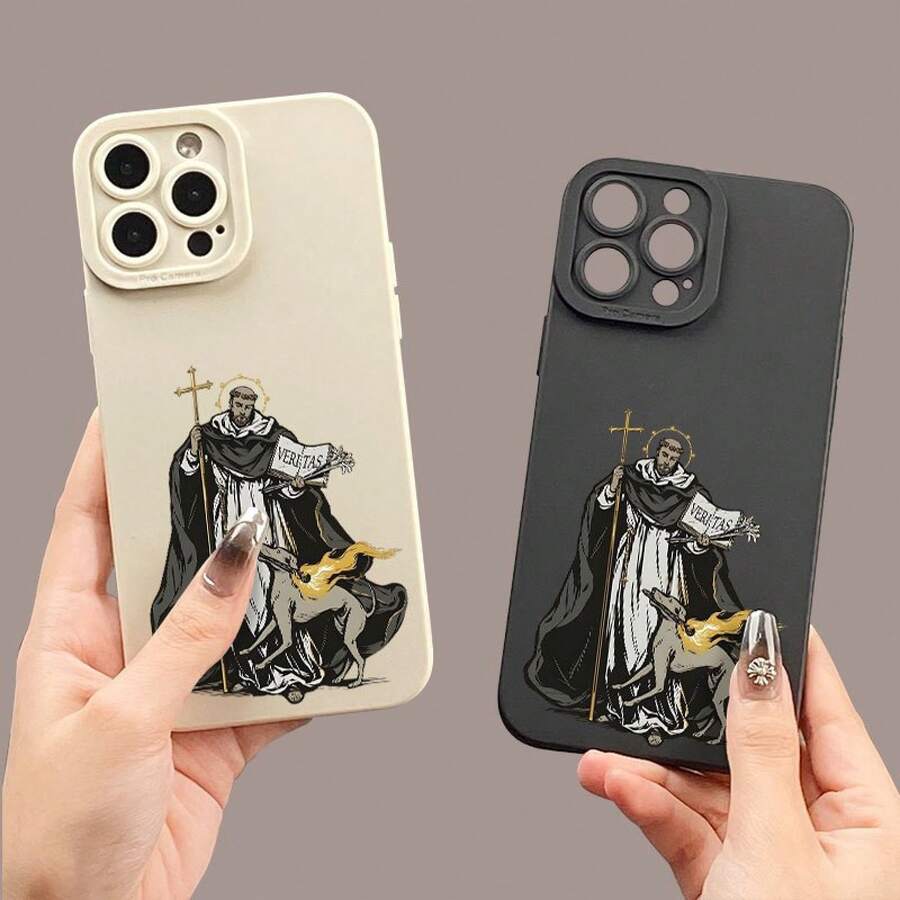 Funda de Teléfono Suave Angel Eyes con Diseño de Cruz y Impresión UV, Ofreciendo Acabado Mate y Protección de 360 Grados para Varios Modelos de , Incluyendo 11, 12, 13, 14, 15 Pro Max, 16, 17, XR, X/XS, 7, 8 Plus, SE y Mini. - Mezcla de colores - Ver 1