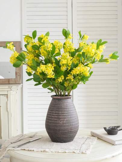 1 pezzo Fiore artificiale realistico di osmanto verde, decorazione floreale finta di lusso, decorazione per la casa, composizione floreale per matrimoni, accessorio per fotografia