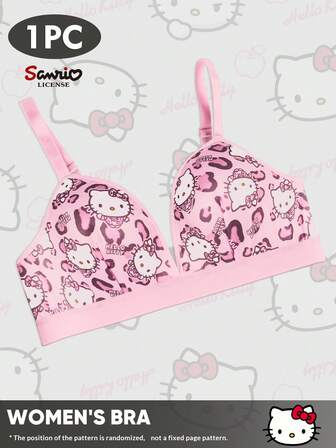 Sanrio Dam Lätt och bekväm behå med katttryck, rosa