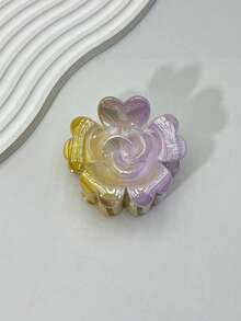 1 pieza/3 piezas/6 piezas Pinza de pelo con estampado floral casual de plástico ABS (resina ABS) 2025 nueva con electrochapado de flor para playa, viaje, fiesta, vacaciones, vuelta al colegio, accesorios de pelo de invierno - Multicolor - Ver 4