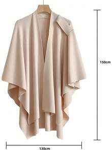 Capa Poncho para Mujer 130x150 cm - Capa Elegante de Punto Suave, Chal Bufanda Grande con Frente Cruzado para Otoño e Invierno - Oficina, Viaje, Hogar - Negro - Ver 2