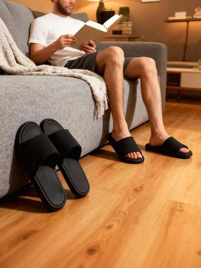 Chinelos de banho de verão para homens e mulheres, sandálias antiderrapantes de sola grossa para banheiro e chuveiro