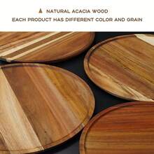 1 Circular Wooden Tray, Suitable For Use As A Serving Tray, Applicable For Dining, Entertainment, Decoration And Organization Purposes. It Can Hold Cakes, Cheeses, Fruits, Appetizer Trays, Classic Circular Wooden Plates. It Is An Ideal Holiday Gift, Table Decoration Item, Can Come Into Contact With Food. Suitable For Thanksgiving, Harvest Festival, And As A Gift For Friends' Birthdays. - Yellow - View 5