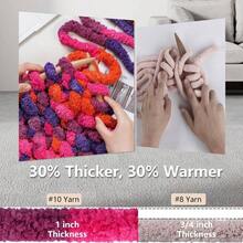Chunky Yarn Hand Knitting - #10 Chunky Chenille Blanket Yarn, Jumbo Big Thick Chunky Yarns Crocheting, Tie Dye Bulky Knit Yarns, 8 Skein 25 Yds 8 Oz Each Skein SageKhaki - 8個裝+橘色&玫瑰色&紫色 - 查看 3