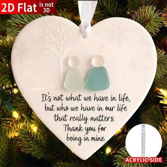 1pc 2D Heart-Shaped Acrylic Friendship Decor Christmas Ornaments - Eternal Love/Friendship Heart Souvenir - Christmas Tree Hanging Ornament Christmas Pendant, Acrylic Art Of Best Friend, Valentine's Day Gift