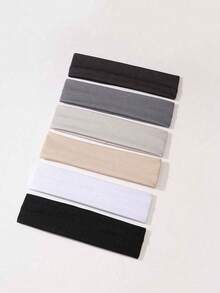 6条/21条装女士纯色简约吸汗弹力瑜伽/跑步运动头带发箍头巾吸汗带，女士发饰 - 彩色 - 查看 7