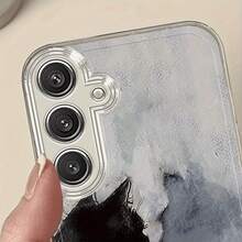Funda de teléfono Black Shadow Cat para Samsung Galaxy A02 A03S A04 A05S A06 A13 A14 A15 A16 5G A21S A22 A23 A24 A25 A26 A32 A34 A35 A36 A50 A52 A53 A54 A55 A56 A73 S21 Ultra S22 Plus S23+ S24 FE S48, funda de TPU transparente a prueba de golpes de cobertura completa, funda suave creativa de moda simple a prueba de golpes - Color transparente 2 - Ver 7