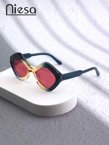 NIESA 1副不对称、前卫、高端休闲女士百搭眼镜，聚碳酸酯（PC）材质，四季皆宜的时尚眼镜 - 彩色 - 查看 12