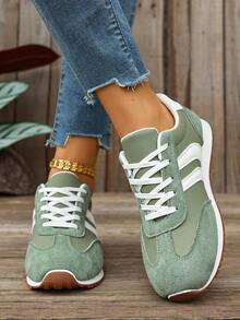 Damen Lässig Sportschuhe, Sneaker, Frühling/Sommer Neue Lässig Laufschuhe für Studenten, Weiß/Beige/Rot, geeignet für Sport, Gehen, Joggen, Alltag, leicht, bequeme Damen Sportschuhe - Grün - Übersicht 12