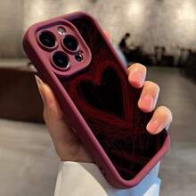 Funda de Teléfono con Patrón de Corazón de Líneas Simples y Desordenadas para 16Promax/16plus/16Pro/16/15Promax/15plus/15Pro/15/14Promax/14plus/14Pro/14/13Promax/13Pro/13/12Promax/12Pro/12/11Promax/11Pro/11/xsmax/xr/x/7plus/TPU Antigolpes Antisuciedad Funda Protectora Suave - Colores mixtos - Ver 4