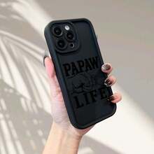 Funda de Teléfono Negra con Patrón de Puño 'PAPAW LIFE', Patrón de Dibujos Animados Creativo Personalizado de Alta , Nueva Funda Protectora de Teléfono con Escalera de Ojos de Cielo, Divertida y Única, Regalo de Moda Simple y Moderno para Hombres y Mujeres, Adecuada para iPhone 16 15 14 13 12 11 - Colores mixtos - Ver 4