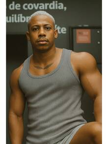 Basic American Ribbed Tank Top - Grey - View 4