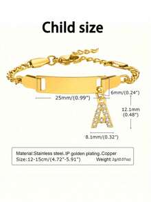 26个字母A-Z免费定制名字个性化简约儿童弧形名字手链锆石字母吊坠定制婴儿首饰，也可作为新生儿妈妈的礼物，趣味圣诞礼物，定制饰品，返校季冬季礼物创意，男孩女孩情人节礼物，多功能，装饰性强，雕刻精美，时尚，婴儿时尚，整洁，色彩缤纷，现代，可爱，卡哇伊，讨人喜欢，定制，独特的珍宝，婴儿礼物，可爱宝宝，幼儿时尚，送给他的理想礼物，家人，朋友，女儿，儿子，她，儿童节礼物，多功能，装饰性强，字母，时尚，现代，色彩缤纷，可爱，讨人喜欢，休闲，定制，个性化，独特，定制，送给他的理想礼物，送给她的理想礼物，定制儿童时尚首饰，简单舒适、儿童、都市盛会、旅行、学校、旅行组织者 - 金色 - 查看 12