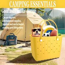 Large Rubber Beach Bag Travel Totes Mens Womens Waterproof Rubber Beach Tote For Work Picnics Shopping Outdoor - 肉粉紅色 - 查看 7