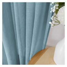 Sheer Curtain Linen Textured Bedroom Curtains Sheer Light Filtering Rod Pocket Voile Curtain For Living Room, 54 X 95 Inches Long, Dusty Blue,Of 2 Panels - Multicolor 989 - View 2