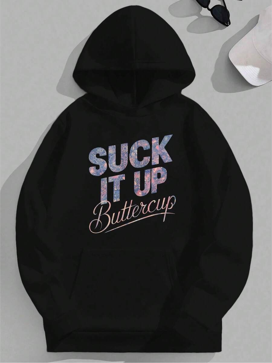 Sudadera con capucha de talla para hombres Floral - Negro - Ver 1