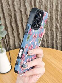 Charmante Handyhülle mit Tulpenschleife und Herzmotiv, romantische ästhetische Blumenhülle, süßes Schutzaccessoire für Frauen, stoßfest, schmale Passform, kompatibel mit iphone16 pro max/16pro/16plus/16/15promax/15pro/15plus/15/14promax/14pro/14plus/14/13promax/13pro/13/12promax/12pro/12/11promax/11pro/11/X/XS/XSmax