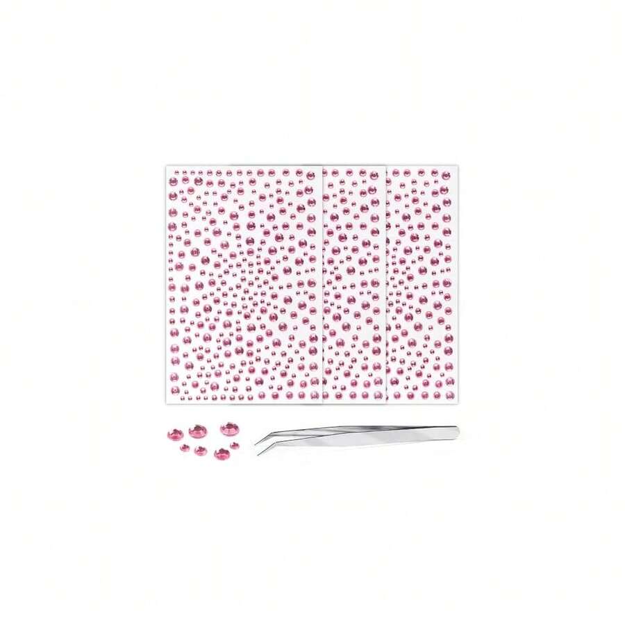 975Pcs Face Gems Hair Gems, Self-Adhesive Face Jewels Eye Jewels Rhinestones 3/4/5/6 Mm DIY Face Gems Stick On, Hair Body Rhinestones Gems Crystals Pearls For Face Makeup, Crafts (Gem_Pink){Inchcolor_nameinch:Inchgem_pinkinch} - 寶石粉紅 - 查看 1