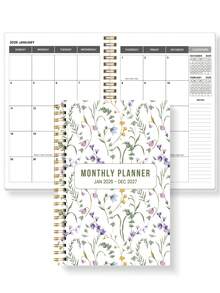 1本极简主义2026-2027年月计划笔记本，A5尺寸，附赠3张贴纸，24个月周/日计划，月视图，大面积书写和笔记区域，学生计划本，从2026年1月开始，学习用品，办公桌配件，2026年新年礼物 - 紫色 - 查看 15