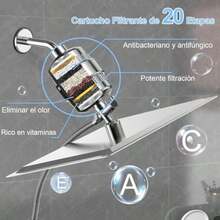 Regaderas para Baño con Filtro, 10" Cabezal de Ducha Antióxido, [20 Capas de Filtrado], con Shower Head de Mano, Regadera Fija Cuadrada de Presion, con 2 Cartuchos Filtrantes y Accesorios(Plateado) - Tipo 1 - Ver 4
