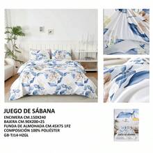 Juego de Funda Nórdica Estampado Floral Azul - azul real - Ver 2