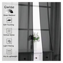 Black Sheer Curtains 30 Inch Length, Short Light Filtering Voile Small Cafe Kitchen Curtains With Rod Pocket, Short Curtain For Bathroom Window, 42x30 Inch, 2PCS - Multicolor 134 - View 2